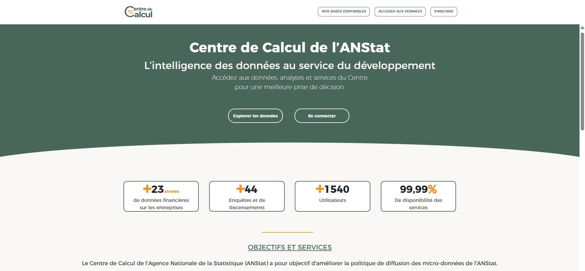 Aperçu de la nouvelle page d'accueil du Centre de Calcul